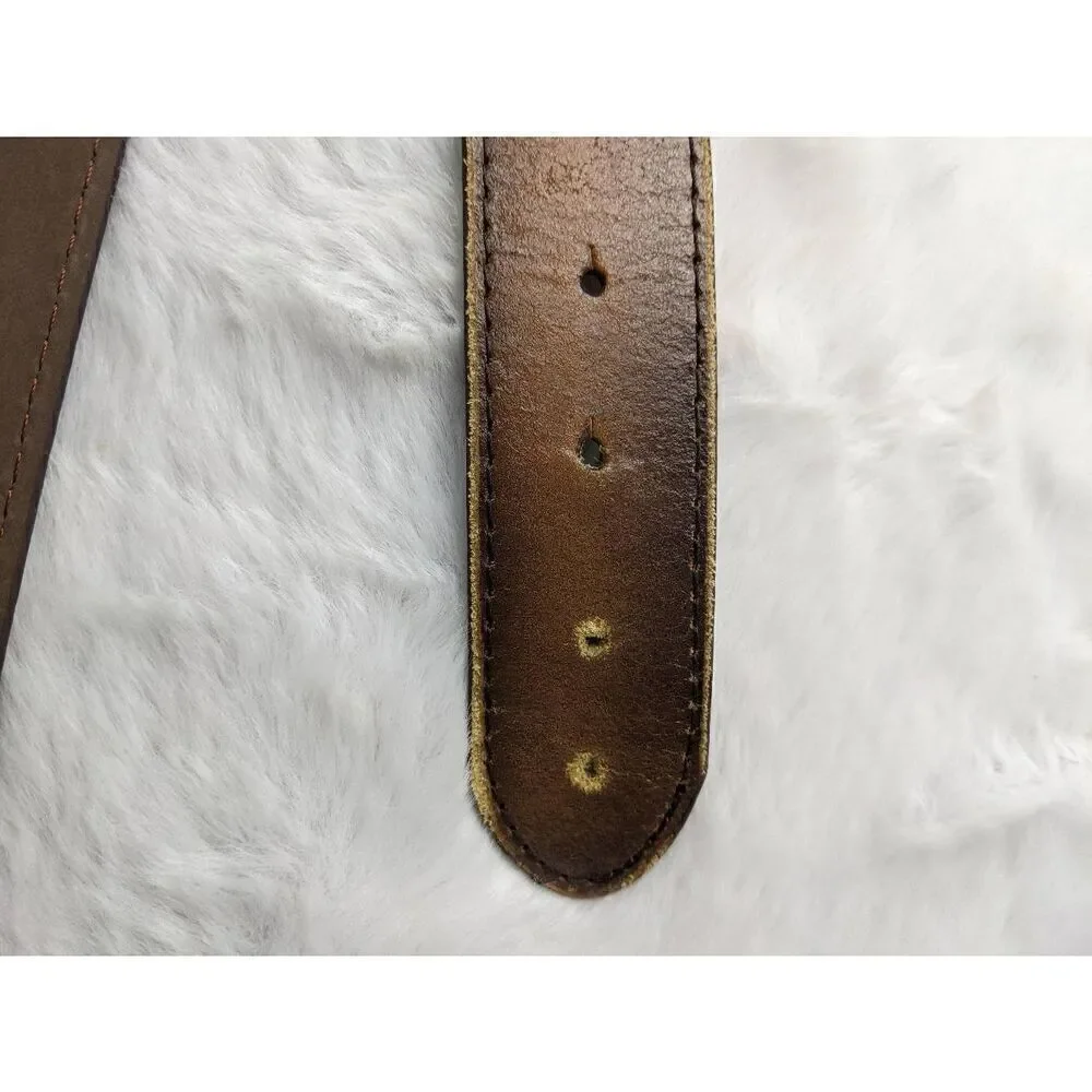 Vintage O.C Tanner Solid Brass Leather Italian Belt Salt Lake City Utah Sz S Sma